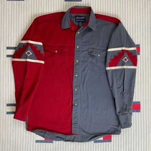 Vintage Wrangler Western Wear pearl snap casual button down shirt